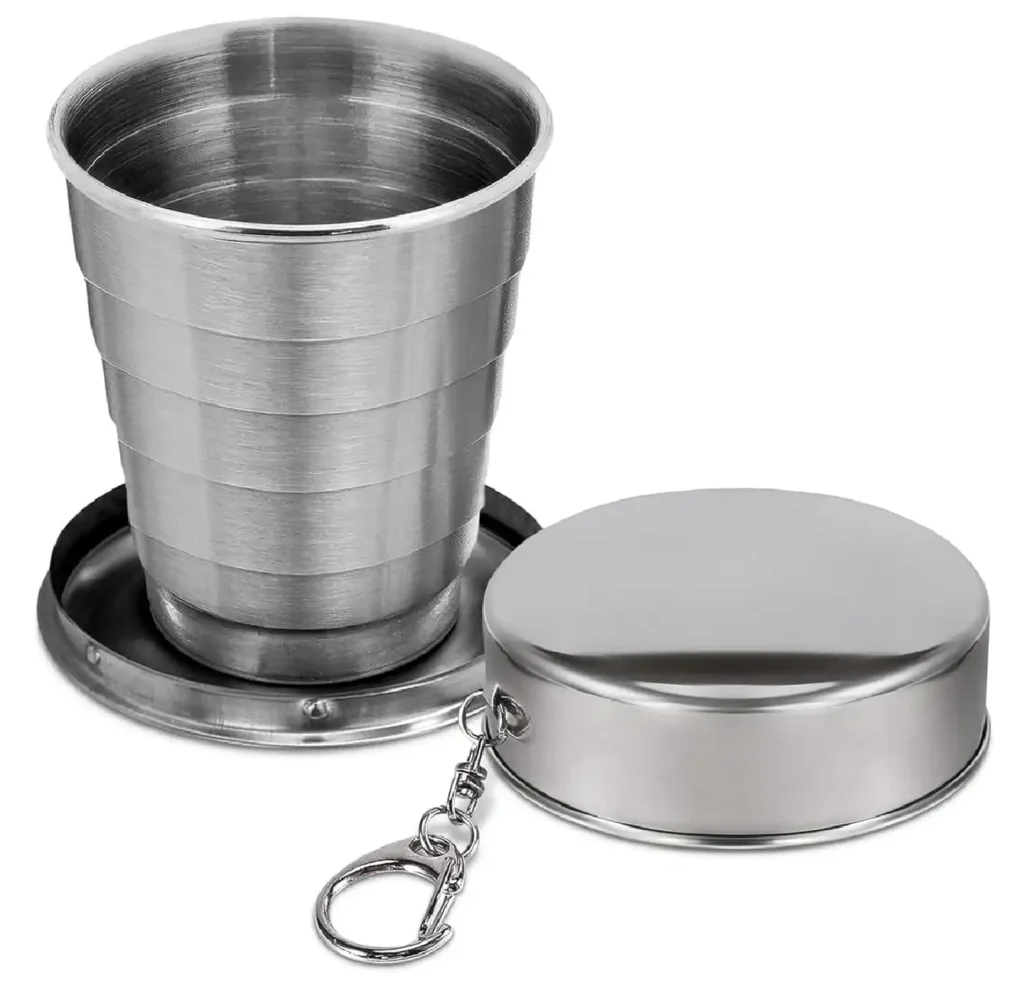 Winberg Portable Collapsible Stainless Steel Travel Cup with Keychain